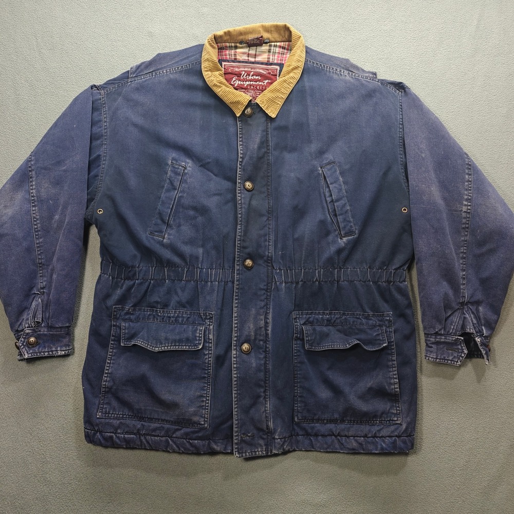 VTG Denim Barn Chore Coat Jacket‎ Mens XL Grunge Workwear Blanket Lined Utility